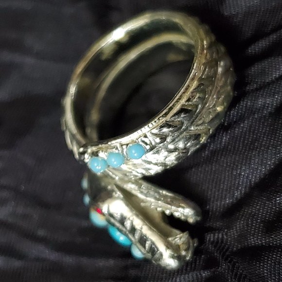 Vintage 1970's Rattle Snake Coil Ring Adjustable Size 6.5 - Picture 7 of 9